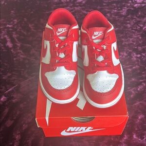 Nike Red and White Kids Dunks Low-Top Sneakers